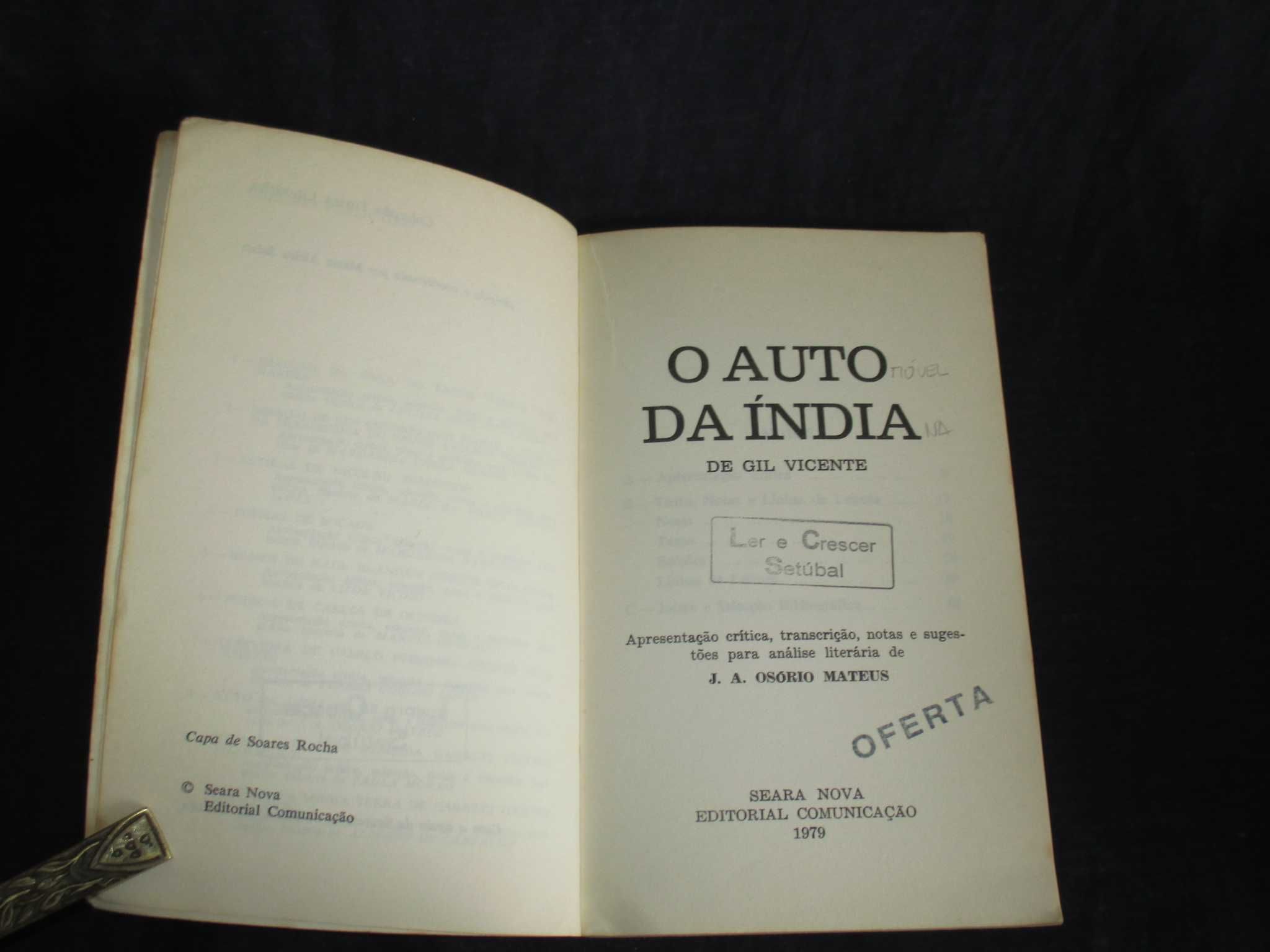 Livro Auto da Índia de Gil Vicente Osório Mateus