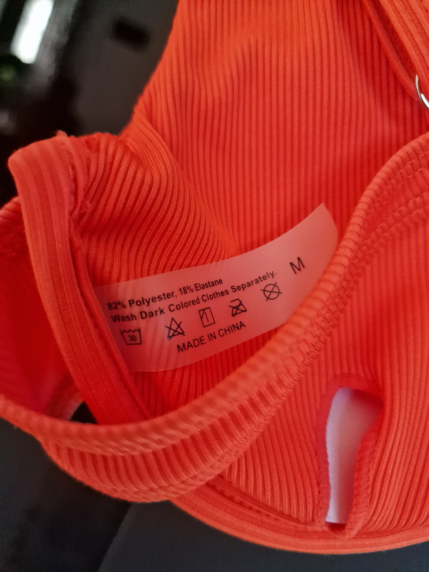 Bikini kostium 38 kąpielowy Shein 75B 75C pomarańczowy prążki