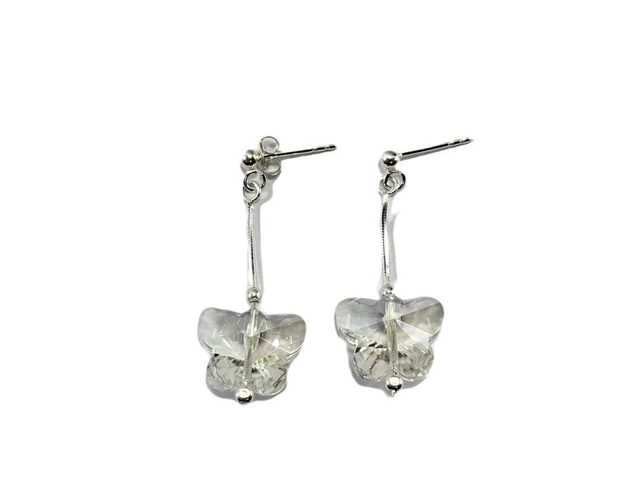 SDG341 srebrne kolczyki wiszące motylki 925