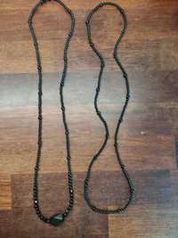Długie naszyjniki z czarnymi koralikami vintage handmade