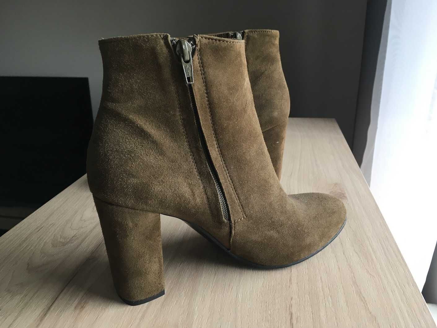 Buty Damskie Botki Zamszowe