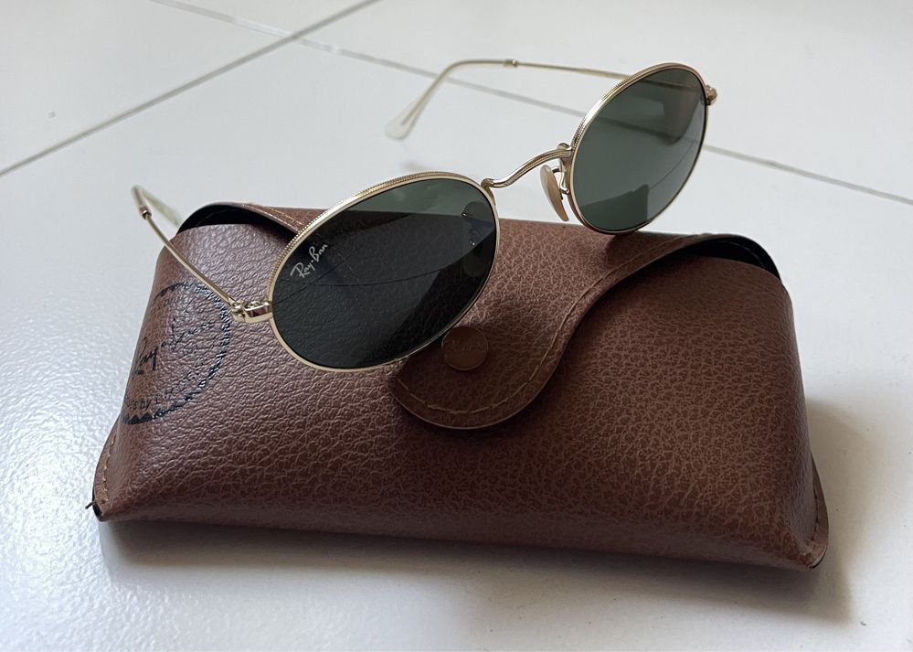 Rayban round metal gold