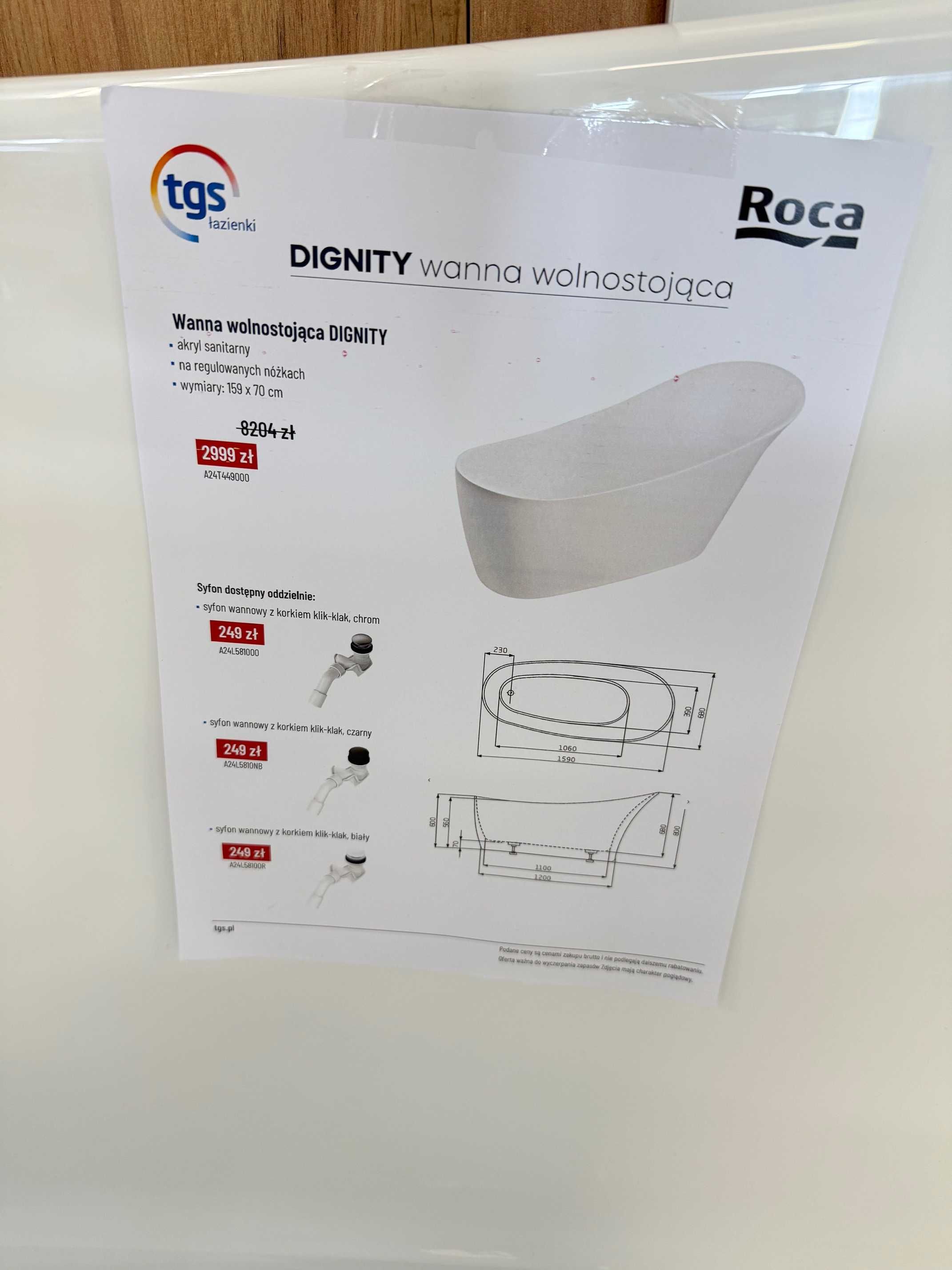 Wanna wolnostojąca ROCA DIGNITY 159x70
