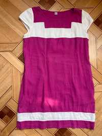 Женское льняное платье b.raise размер 44 фуксия яркое розово-белое