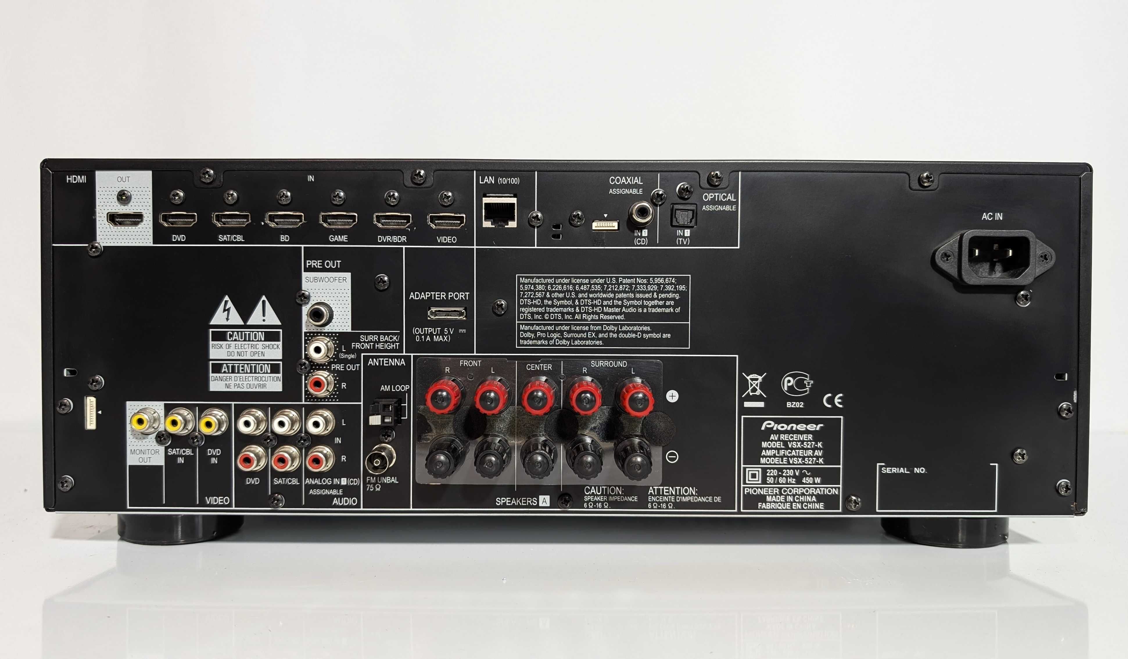 5.1 ресивер Pioneer VSX-527, має 130 Вт/канал/HDMI/ARC/4K/USB/AirPlay