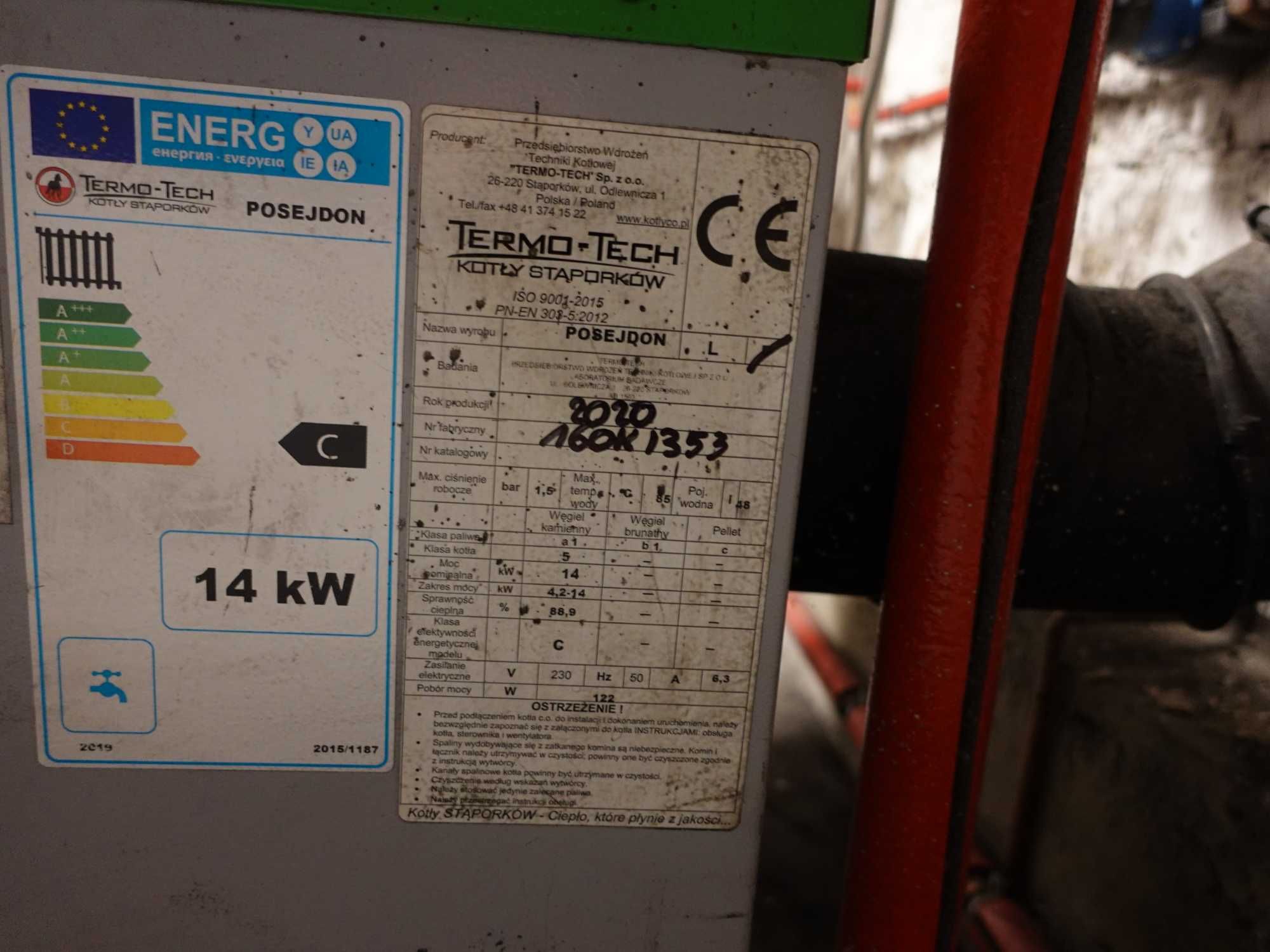 KOCIOŁ POSEJDON TERMO-TECH 14KW stąporków ekogroszek 5 klasa