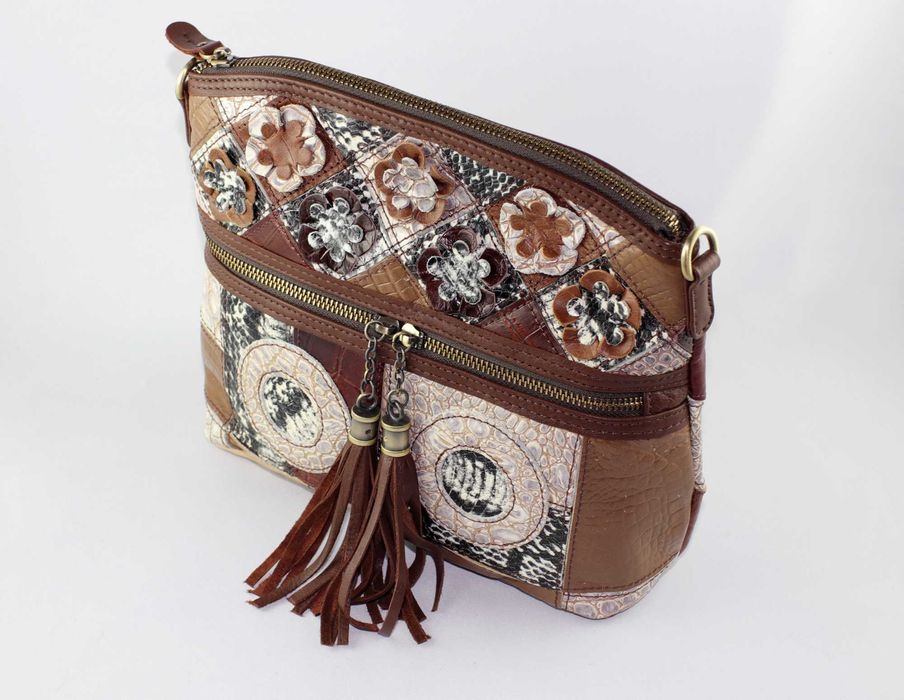 Skórzana torba z frędzlami w stylu etnicznym Crossbody