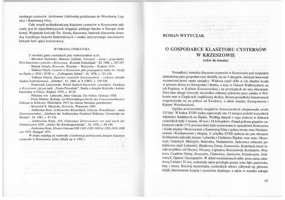 Krzeszów, Klasztor nad Zadrną, red. Julian Janczak