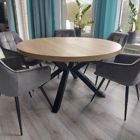 Okrągły stół loft dąb pająk PRODUCENT na wymiar CALA POLSKA beton