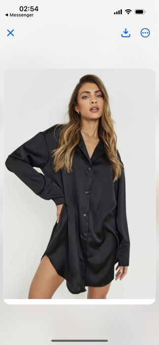 Zara чорна сатинова сукня сорочка оверсайз