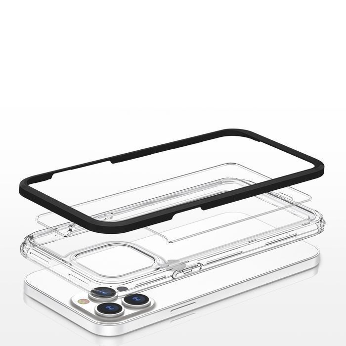 Clear 3In1 Etui Do Iphone 13 Pro Żelowy Pokrowiec Z Ramką Czarny