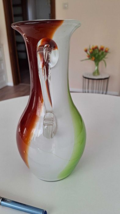 Wazon z uszami, trzy kolory, Huta Tarnowiec, unikat