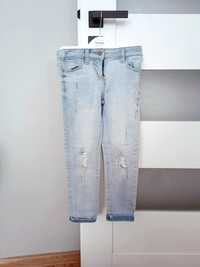 Spodnie jeansowe NEXT, rurki z elastanem, przecierane, rozm. 122
