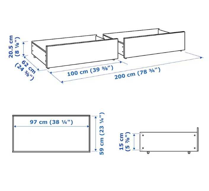 2 Gavetas de cama MALM IKEA em carvalho