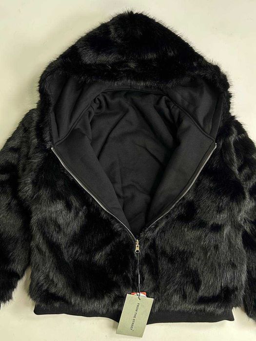 MA-1 бомбер черный мех двостороння куртка хутро зіпка чорний black S M