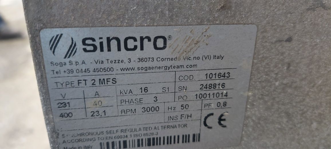 Agregat prądotwórczy 11KW SDMO model technic 15000tr