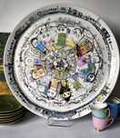 Patera Przyjaciele piękna stara porcelana sygnowana 42 cm