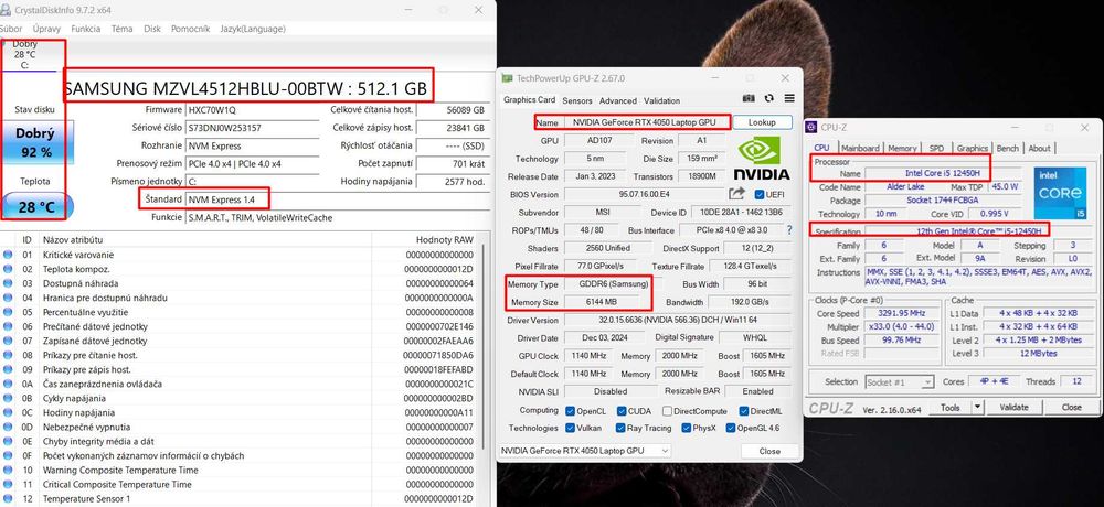 MSI GF63｜RTX 4050｜I5-12450H｜15,6"｜144гц｜OЗУ 8 gb｜ssd 512
