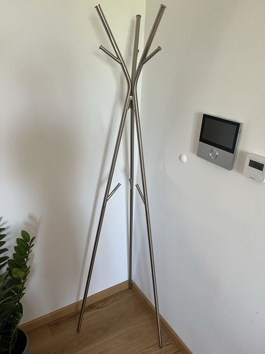 Wieszak stojący na ubrania stal srebrny 169cm wysokosci