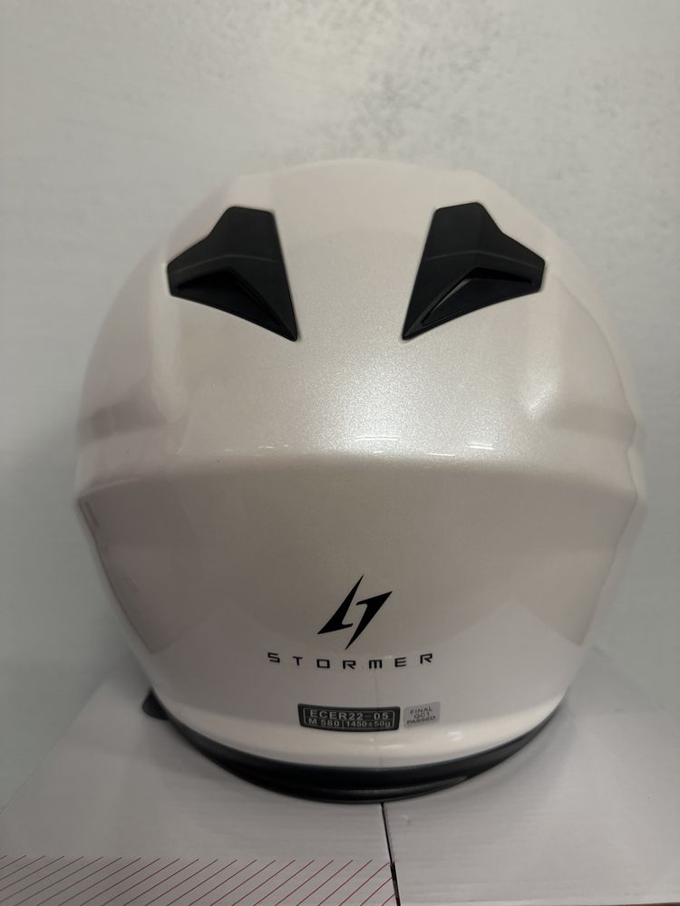 Kask motocyklowy integralny stormer pusher biały r. M,L,XL