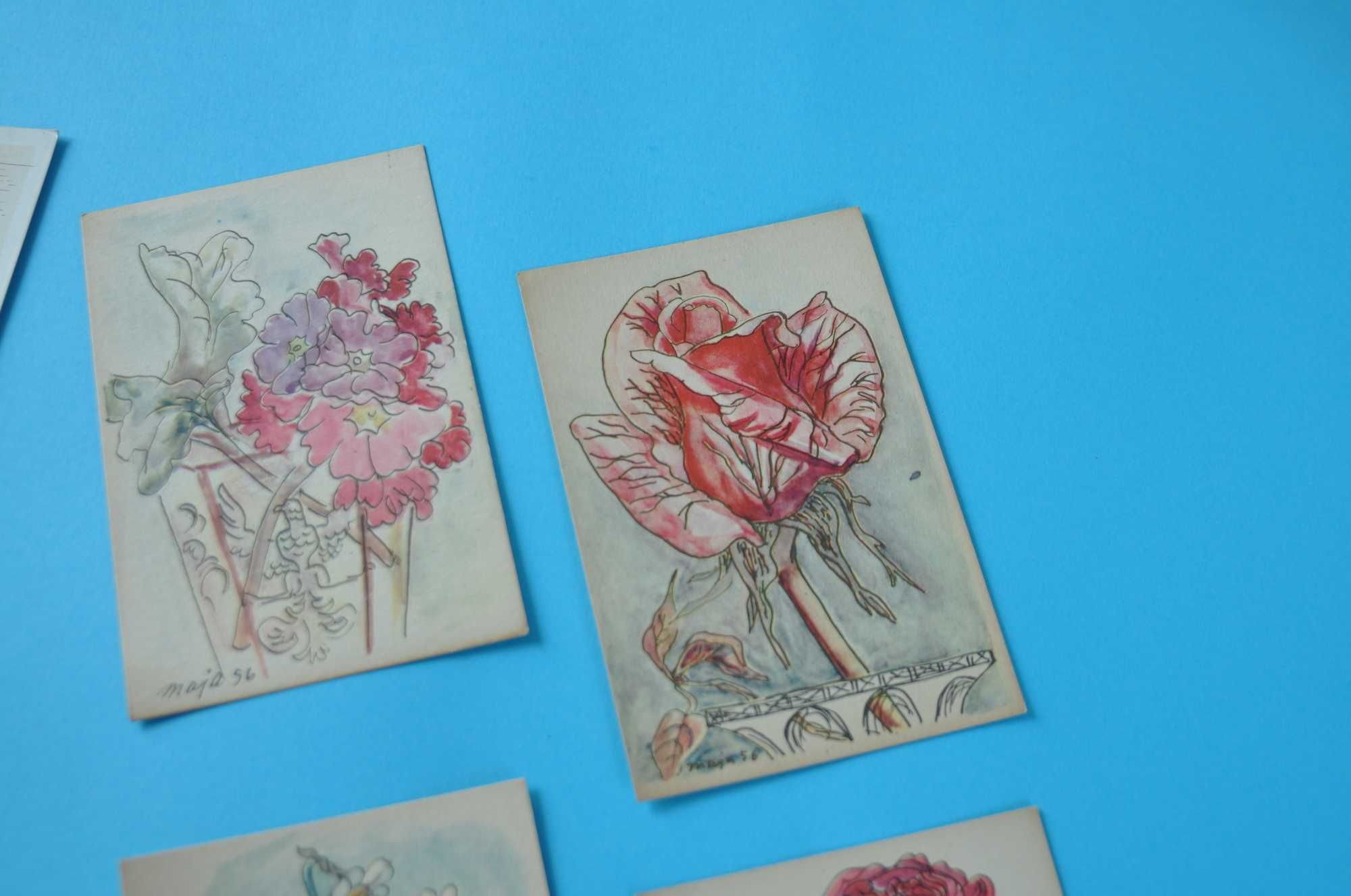 Kartki pocztowe Maja Berezowska 56. 5 sztuk kwiaty