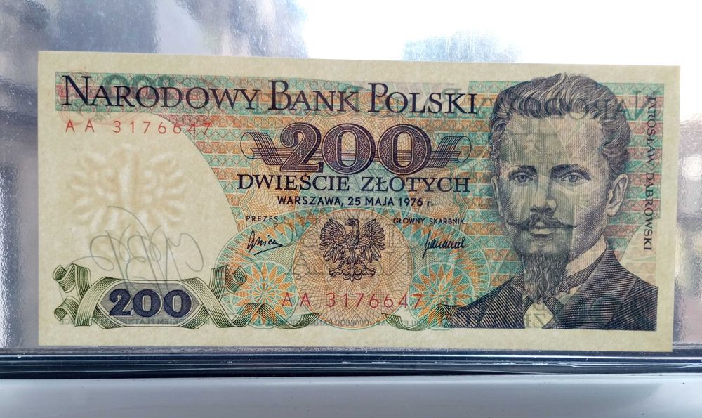 200 zł 1976  - AA -  Bardzo Rzadki L7  st. 1 UNC