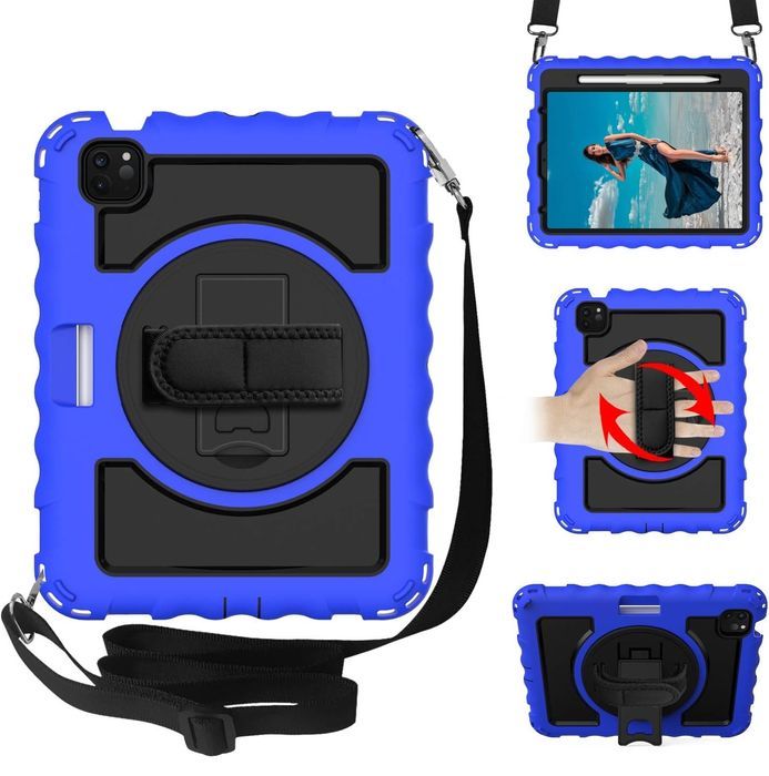 Etui do iPad Air4 10.9” z Podstawką i Paskiem na Ramię Niebieskie