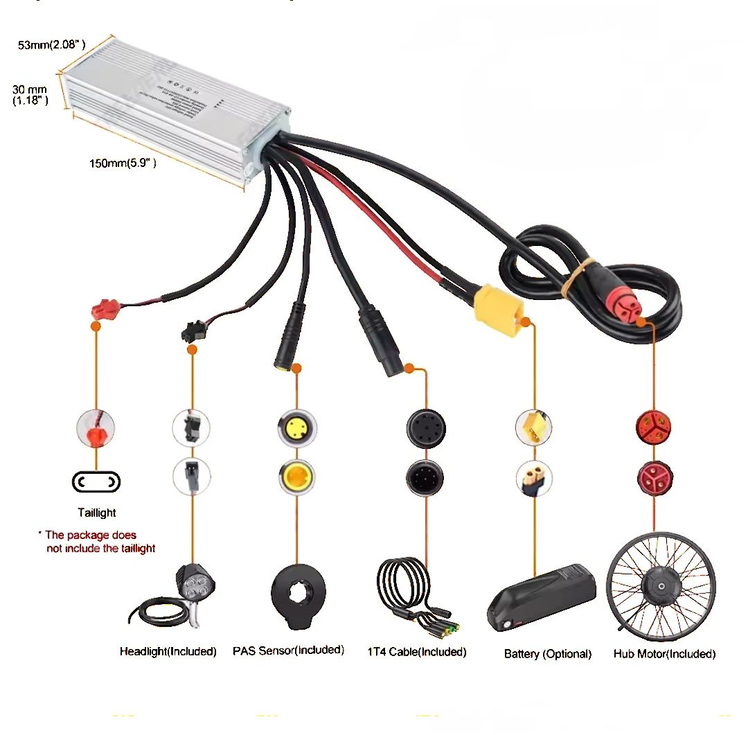 Kit Controlador Bafang - 48V 30A até 1000W (UART) + Acessórios