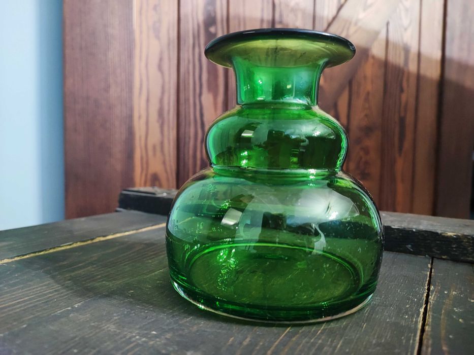 Zielone szkło wazon Brigitte Höfs lata 70