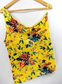 Bluzka kwiaty na jedno ramię asymetryczna żółta new Look Nowa 44 XXL