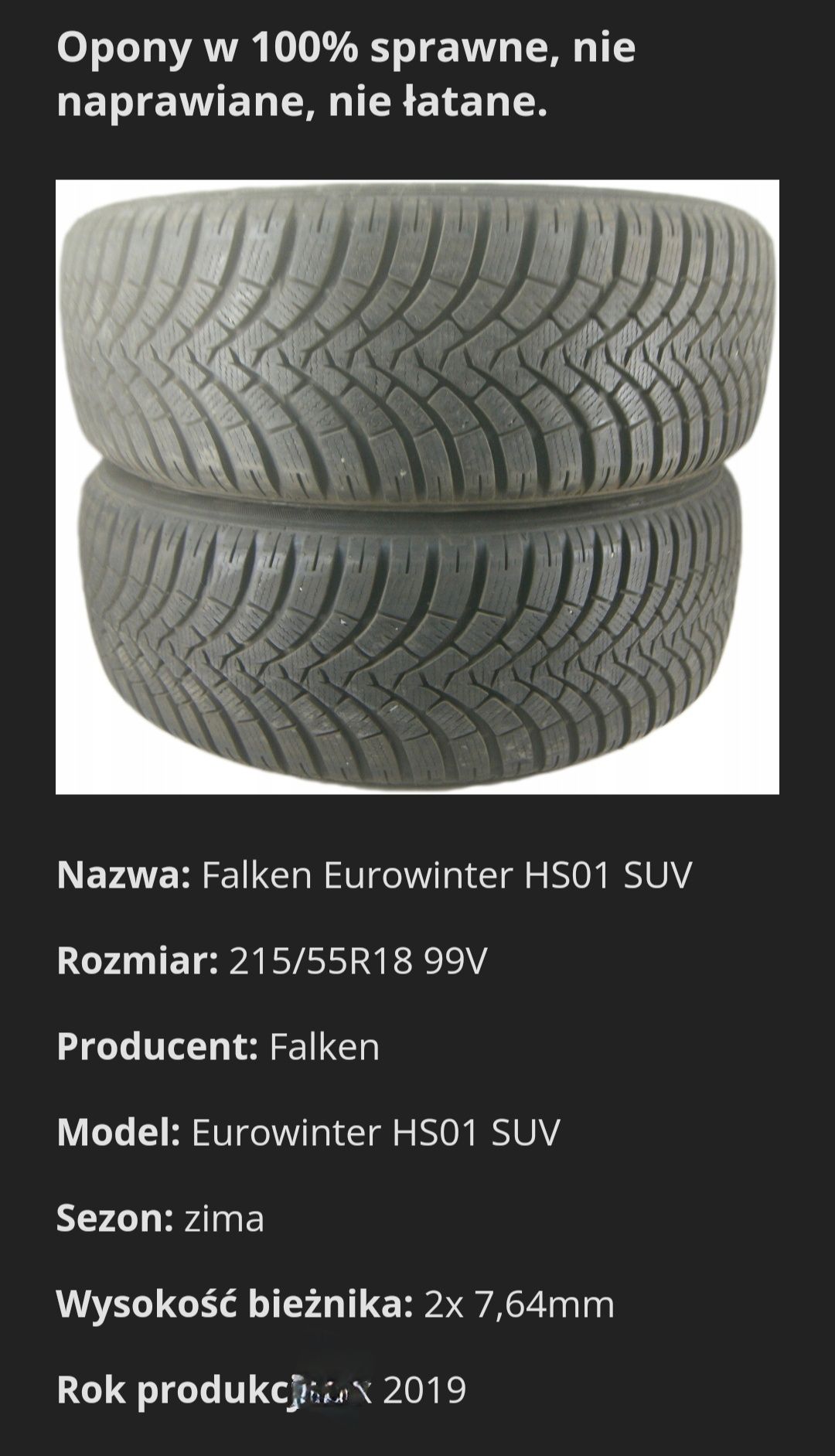 Opony zimowe Falcen 215/55 R18 4 szt