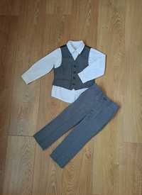 Серый костюм тройка для мальчика/серые брюки/белая рубашка/жилетка