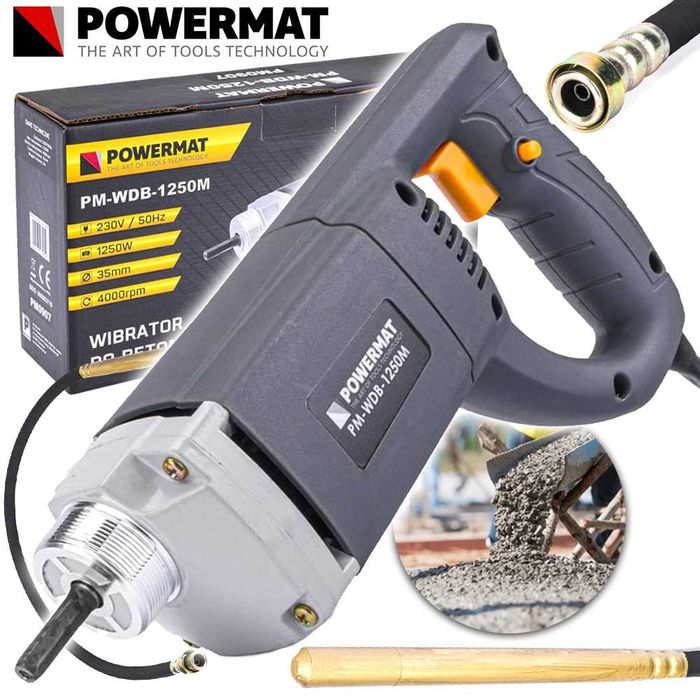POWERMAT Wibrator Zagęszczarka Do Betonu 1250W + Buława 2m PM0907