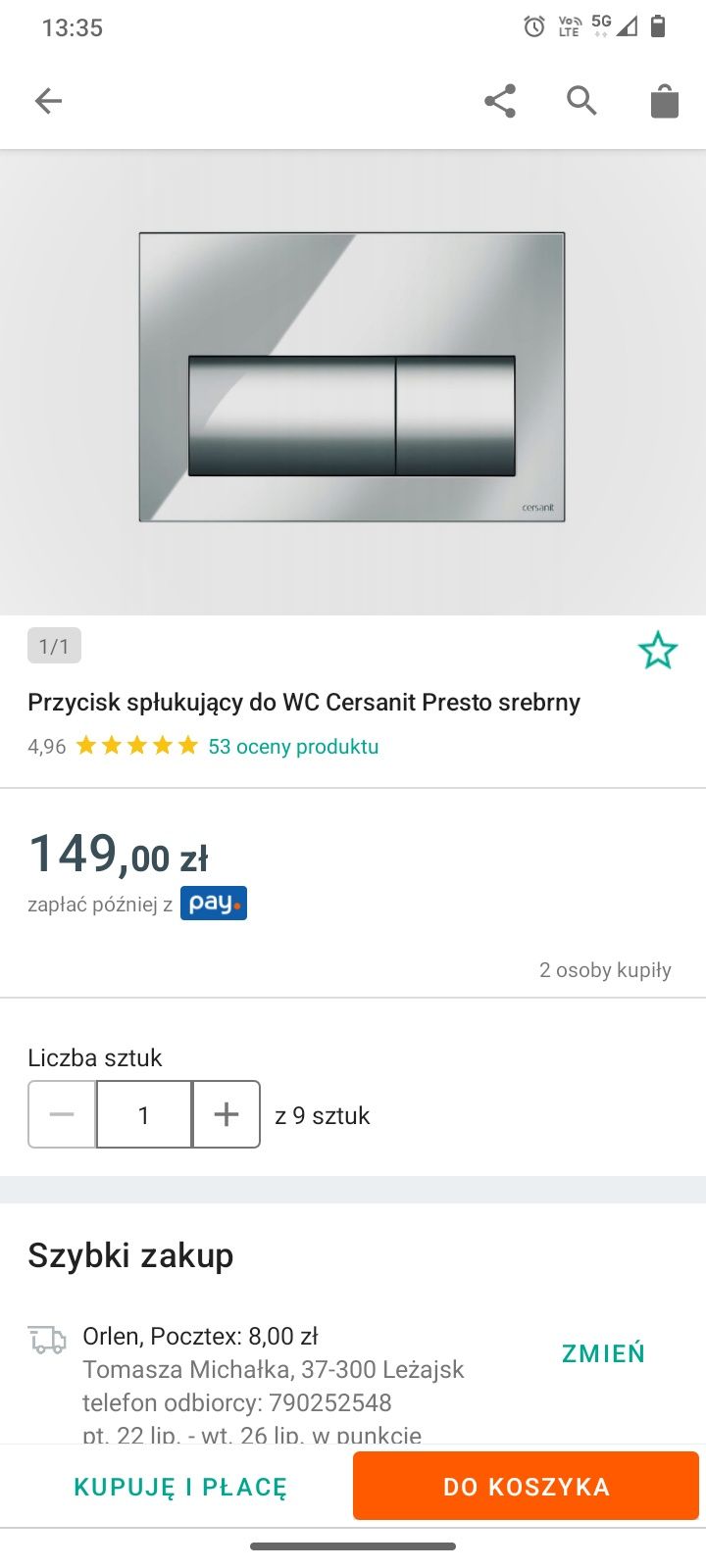 Przycisk spłukujący Cersanit