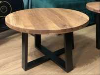 Stolik kawowy drewniany blat loft industrial metalowe nogi