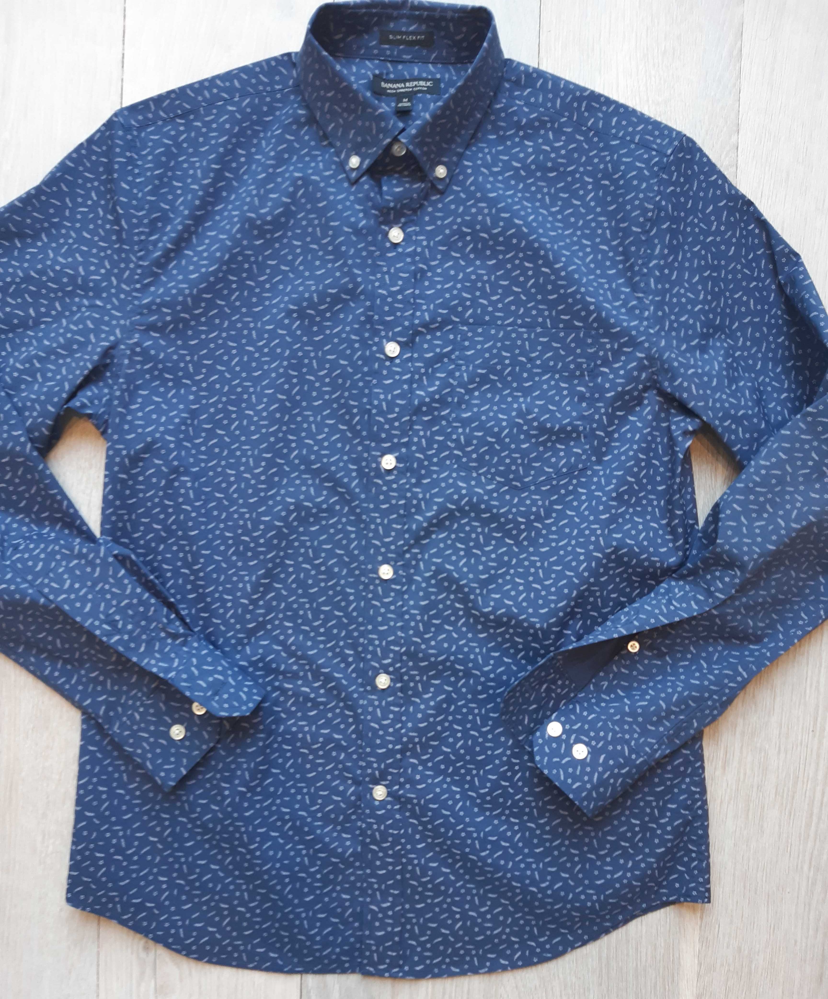 Granatowa koszula slim flex fit Banana Republic, rozm. M, długi rękaw