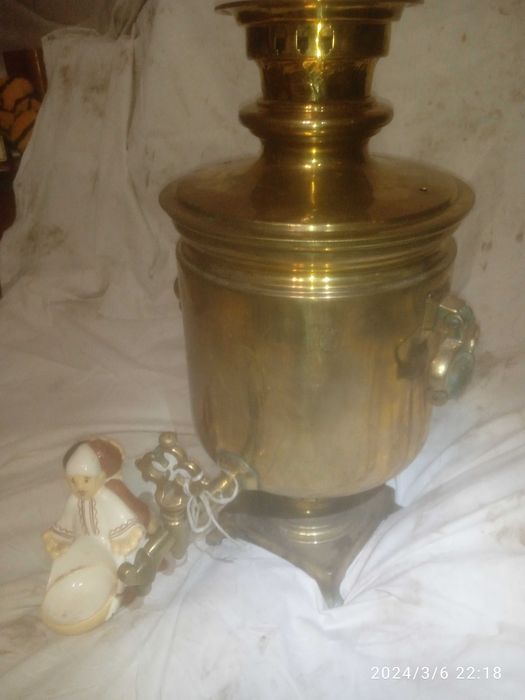 Самовар латунный крышка поднос