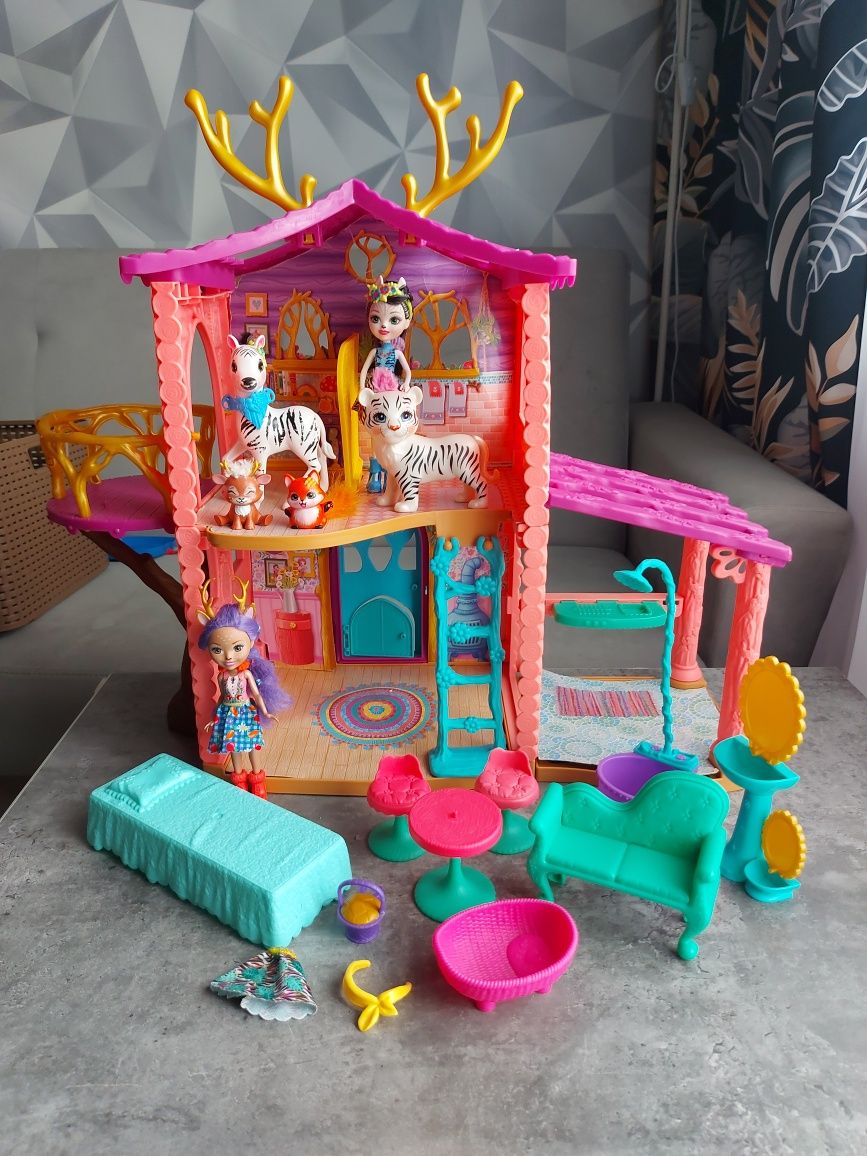 Domek jelonków enchantimals plus duzy tygrys, zebra, lalki
