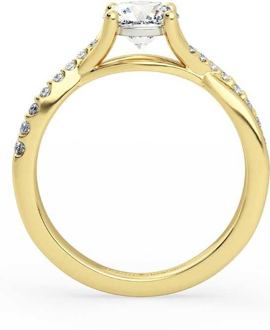 Złoty pierścionek r.13 z diamentem VS1 E | 18K | certyfikat GIA