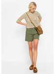 khaki krótkie spodenki damskie szorty paperbag z paskiem 40-42