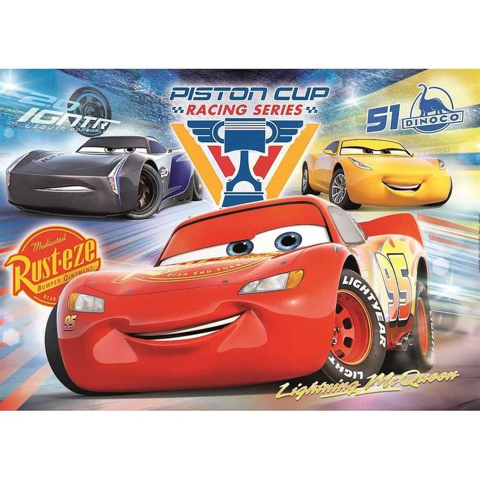 Puzzle Clementoni Cars Piston Cup Super Color 38x27cm 104 peças