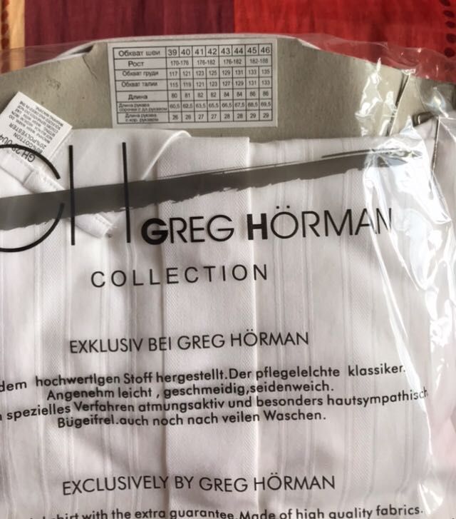 Фирменная белая рубашка на подростка р 39 Greg horman под запонки