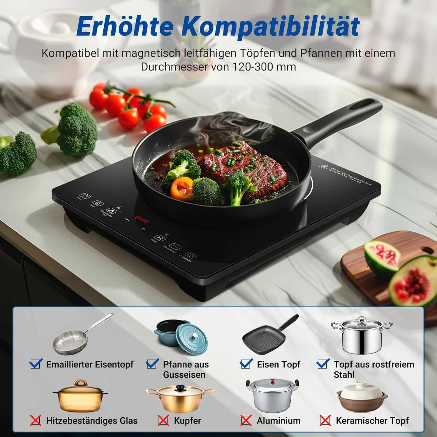 Amzchef 35G49-GXL-SK16 Płyta Indukcyjna 3500W Wolnostojąca z Kablem