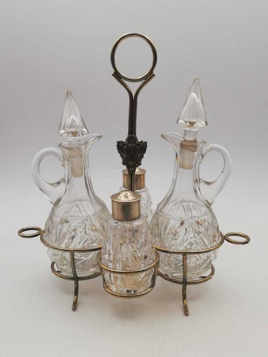 Galheteiro em Vidro e Prata