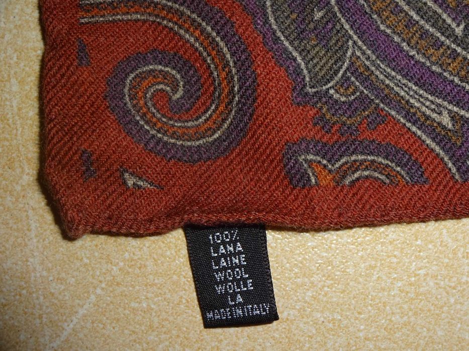 100% WOOL made in Italy wełniana poszetka butonierka wypustka paisley