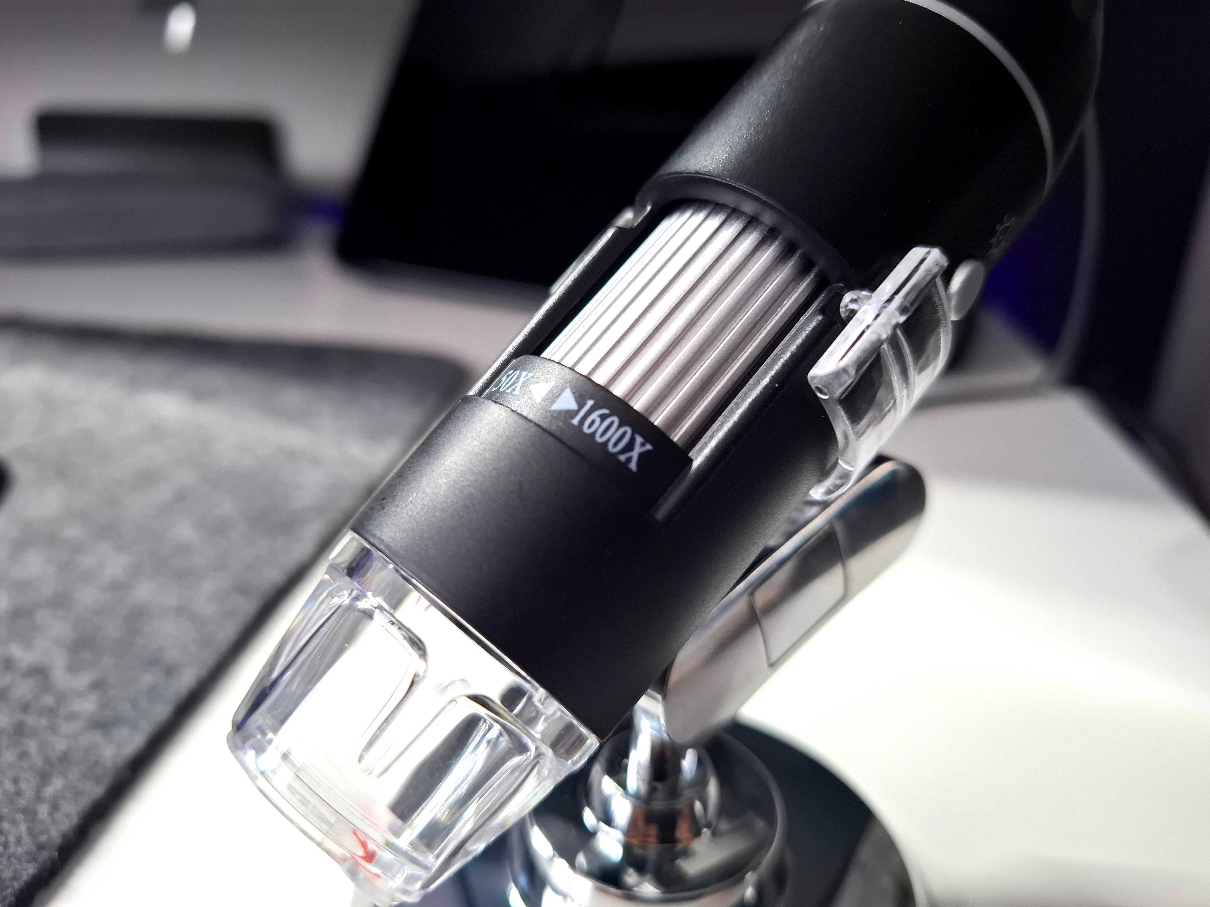 Cyfrowy Mikroskop 1600X 3w1 ze Stojakiem - LED USB/Type-C dla Android