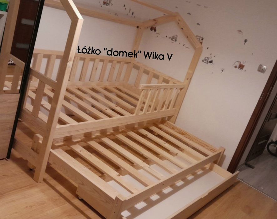 Łóżko domek - łóżka drewniane dziecięce piętrowe, klasyczne, domki