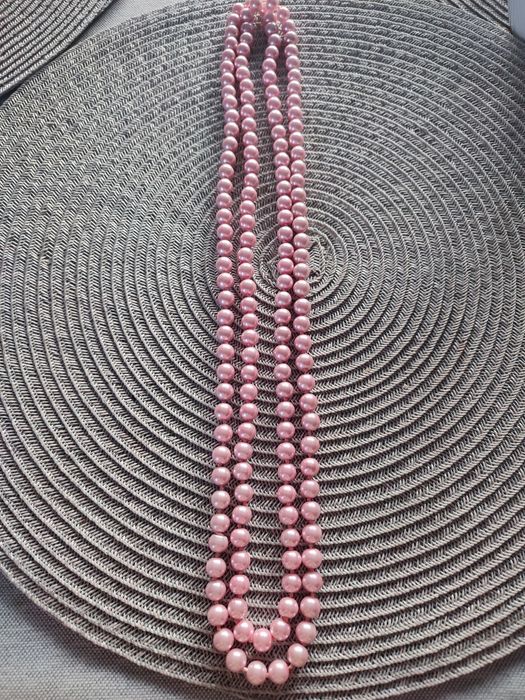 Korale perłowe różowe