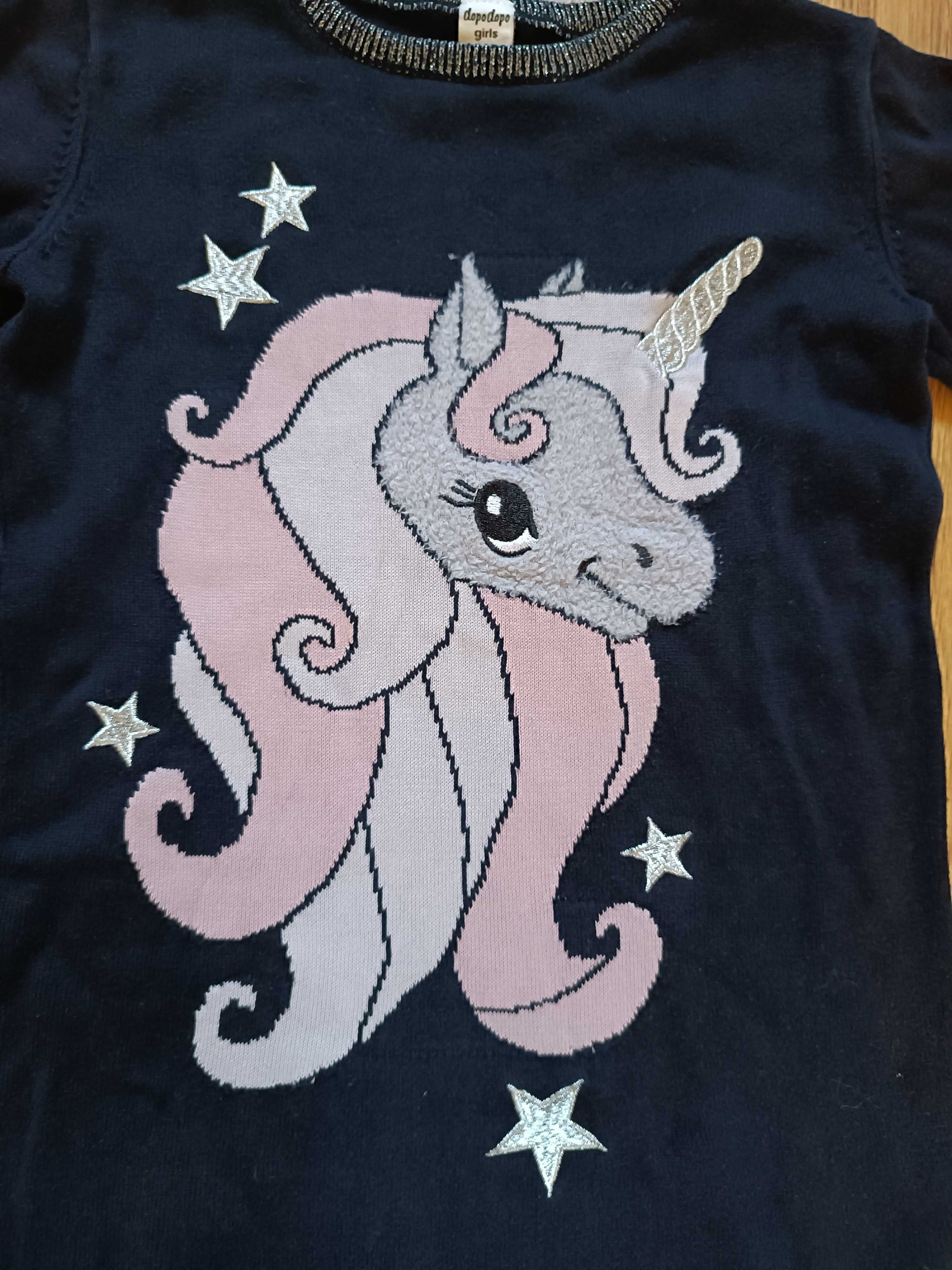 Sweter tunika sukienka DopoDopo 116 jednorożec unicorn