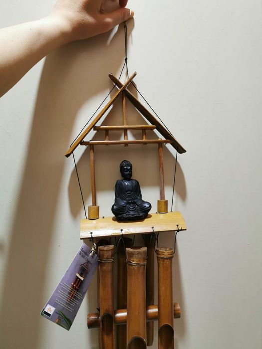 Bambusowe dzwonki wietrzne Czarny Budda